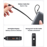 USAMS power bank CD228 με 2x καλώδια, 2x θύρες εξόδου, 10000mAh, 20W, γκρι - Image 4