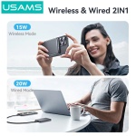 USAMS power bank CD242, magnetic wireless, USB-C έξοδος, 10000mAh, 20W, γκρι - Image 3