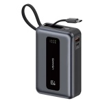 USAMS power bank CD243 με καλώδιο USB-C, 2x θύρες εξόδου, 20000mAh, 65W, γκρι