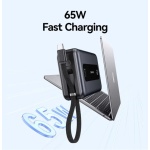 USAMS power bank CD243 με καλώδιο USB-C, 2x θύρες εξόδου, 20000mAh, 65W, γκρι - Image 4