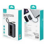 USAMS power bank CD243 με καλώδιο USB-C, 2x θύρες εξόδου, 20000mAh, 65W, γκρι - Image 5