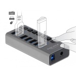 DELOCK USB hub 63669 με διακόπτες, 7x θυρών, 5Gbps, γκρι - Image 2