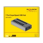 DELOCK USB hub 63669 με διακόπτες, 7x θυρών, 5Gbps, γκρι - Image 3
