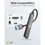 GOOBAY USB hub 74456, 4x θυρών, USB 3.2, 5Gbps, USB σύνδεση, γκρι - Image 3