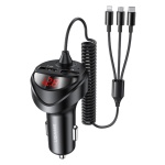 USAMS φορτιστής αυτοκινήτου C22 με καλώδιο 3 σε 1 & οθόνη, 3.4A, μαύρος