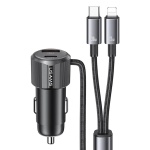 USAMS φορτιστής αυτοκινήτου CC287 με 2 σε 1 καλώδιο, USB/USB-C θύρες, 66W, μαύρος