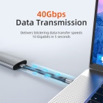 CABLETIME καλώδιο USB-C CT-FU4-AG, flat, 240W, 40Gbps, 8K/60Hz, USB4, 0.15m, μαύρο - Image 2