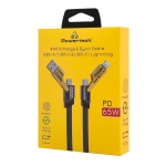 POWERTECH καλώδιο USB-C/USB σε USB-C/Lightning PTR-0164, 65W, 480Mbps, 1m, μαύρο - Image 4