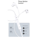 USAMS earphones με μικρόφωνο EP-41, Lightning, Φ10mm, 1.2m, λευκά - Image 3