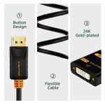 CABLETIME αντάπτορας DisplayPort σε DVI CT-02G, 1080p, μαύρος - Image 2