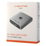 CABLETIME HDMI switch CT-HS4K, 2 σε 1, 4K, bidirectional, γκρι - Image 4