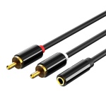 CABLETIME καλώδιο ήχου 3.5mm σε 2x RCA CT-H12G, 20cm, μαύρο