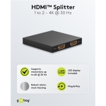 GOOBAY HDMI splitter 58480, 2 σε 1, 4K/30Hz, μαύρο - Image 3