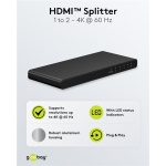 GOOBAY HDMI splitter 58481, 1-in σε 2-out, 4K/60Hz, μαύρο - Image 3
