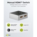 GOOBAY HDMI switch 58486, 2-in σε 1-out, 4K/60Hz, μαύρο - Image 3