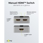 GOOBAY HDMI switch 58486, 2-in σε 1-out, 4K/60Hz, μαύρο - Image 4