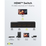 GOOBAY HDMI switch 58489 με τηλεχειριστήριο, 4 σε 1, 4K/60Hz, μαύρο - Image 2