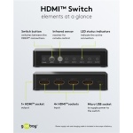 GOOBAY HDMI switch 58489 με τηλεχειριστήριο, 4 σε 1, 4K/60Hz, μαύρο - Image 3