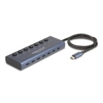 DELOCK USB-C hub 63410 με διακόπτες, 7x θυρών, 5Gbps, 20W, USB-C σύνδεση, μπλε