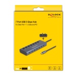 DELOCK USB-C hub 63410 με διακόπτες, 7x θυρών, 5Gbps, 20W, USB-C σύνδεση, μπλε - Image 4