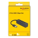 DELOCK USB hub 64350, 4x θυρών, USB 3.0, 5Gbps, USB σύνδεση, μαύρος - Image 2