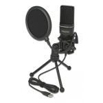 DELOCK Mικρόφωνο studio με pop φίλτρο & αντιανέμιο 66331, πυκνωτικό, USB