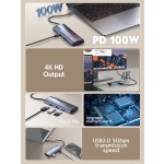 LDNIO docking station DS-15H, 5 θυρών, USB-C σύνδεση, 4K, 100W PD, γκρι - Image 5