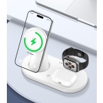 LDNIO ασύρματος φορτιστής WL01 με LED φωτισμό, 3 σε 1, 15W, λευκός - Image 2