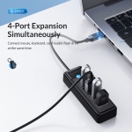 ORICO USB hub PW4U-C3, 4x θυρών, USB 3.0, 5Gbps, USB-C σύνδεση, μαύρο - Image 2