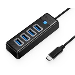 ORICO USB hub PW4U-C3, 4x θυρών, USB 3.0, 5Gbps, USB-C σύνδεση, μαύρο