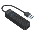 ORICO USB hub TWU32-4A, 4x θυρών, USB 3.0, 5Gbps, USB σύνδεση, έξτρα τροφοδοσία, μαύρο