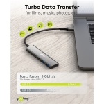 GOOBAY USB hub 76563, 4x θυρών, USB 3.2, 5Gbps, USB-C σύνδεση, γκρι - Image 2