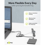 GOOBAY USB hub 76563, 4x θυρών, USB 3.2, 5Gbps, USB-C σύνδεση, γκρι - Image 5