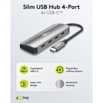 GOOBAY USB hub 76565, 4x θυρών, USB 3.2, 10Gbps, USB-C σύνδεση, γκρι - Image 2