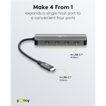 GOOBAY USB hub 76565, 4x θυρών, USB 3.2, 10Gbps, USB-C σύνδεση, γκρι - Image 3