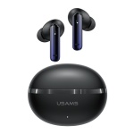 USAMS earphones με θήκη φόρτισης E02, TWS, ANC & ENC, Φ10mm, 35/300mAh, μαύρα