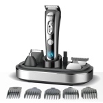 BRUNO κουρευτική/ξυριστική μηχανή 5 σε 1 BRN-0221, επαναφορτιζόμενη, ψηφιακή ένδειξη, black-inox, σετ 16τμχ