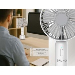 BRUNO φορητός ανεμιστήρας χειρός BRN-0229, επαναφορτιζόμενος, με βάση & λουράκι μεταφοράς, λευκός/γκρι - Image 3