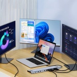 POWERTECH docking station BYL-2003U2, 12 θυρών, βάση laptop, USB-C, γκρι - Image 3