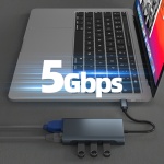 POWERTECH docking station BYL-2311 8 θυρών, USB-C σύνδεση, 100W PD, γκρι - Image 4