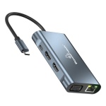 POWERTECH docking station BYL-2311 8 θυρών, USB-C σύνδεση, 100W PD, γκρι - Image 5