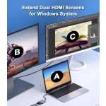 POWERTECH docking station CAB-UC083, 2 θυρών HDMI, USB-C, 4K, γκρι - Image 2