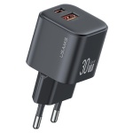 USAMS φορτιστής τοίχου CC263, USB & USB-C, 30W, GaN, μαύρος