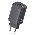 USAMS φορτιστής τοίχου CC265, USB & 2x USB-C, 67W, GaN, μαύρος