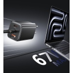 USAMS φορτιστής τοίχου CC265, USB & 2x USB-C, 67W, GaN, μαύρος - Image 3