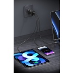 USAMS φορτιστής τοίχου CC265, USB & 2x USB-C, 67W, GaN, μαύρος - Image 4