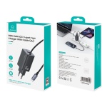 USAMS φορτιστής τοίχου CC266 με καλώδιο, USB & USB-C, 65W, GaN, μαύρος - Image 4