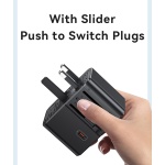 USAMS φορτιστής/αντάπτορας πρίζας CC309, USB & 2x USB-C, universal, 25W, μαύρος - Image 4