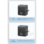 USAMS φορτιστής/αντάπτορας πρίζας CC309, USB & 2x USB-C, universal, 25W, μαύρος - Image 5