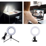 CABLETIME φωτιστικό δαχτυλίδι LED CT-LRL6-PB με μίνι τρίποδα & σφιγκτήρα, βάση smartphone, Φ16cm - Image 2